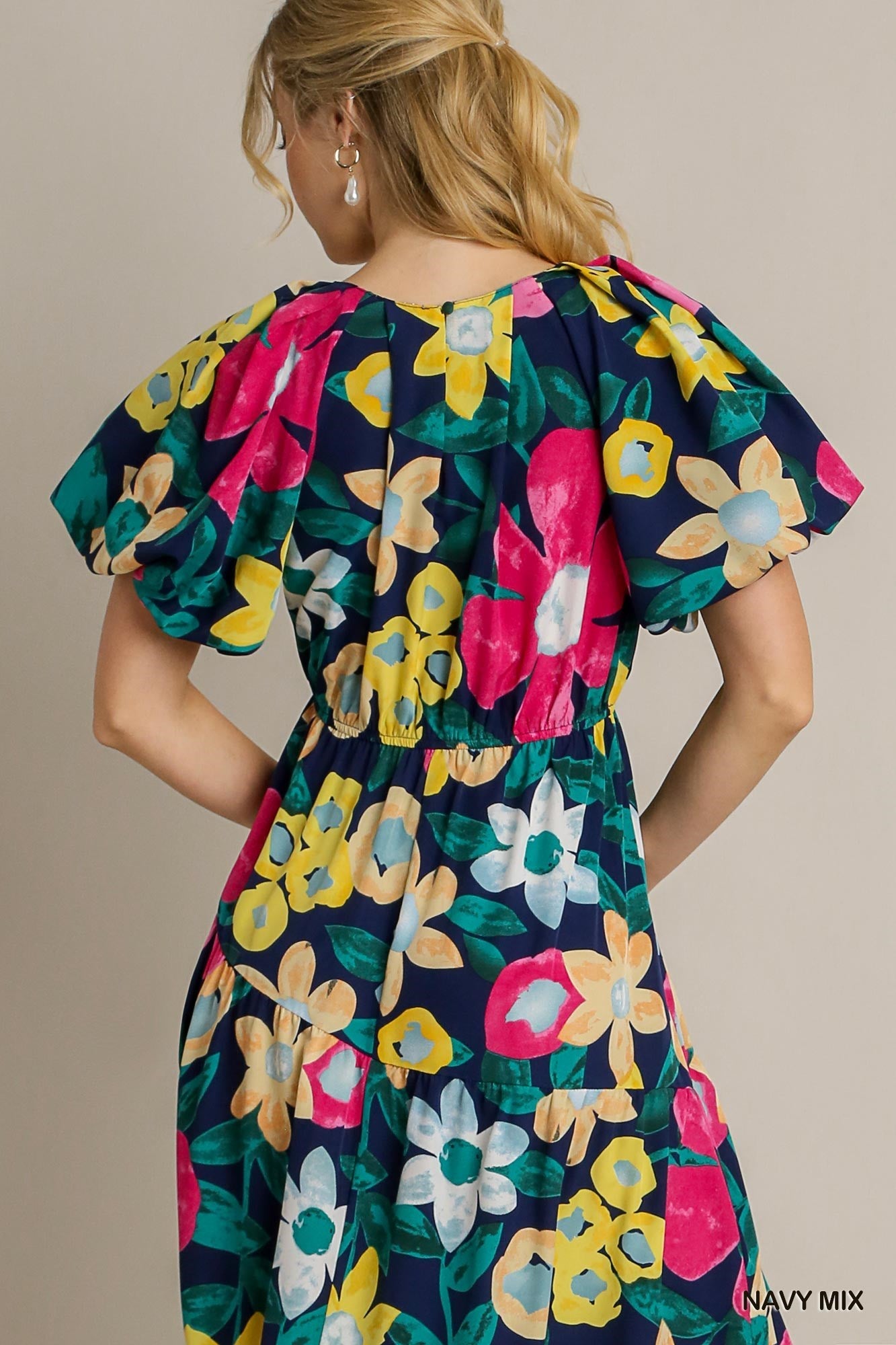 Bold Bloom Tiered Midi Dress