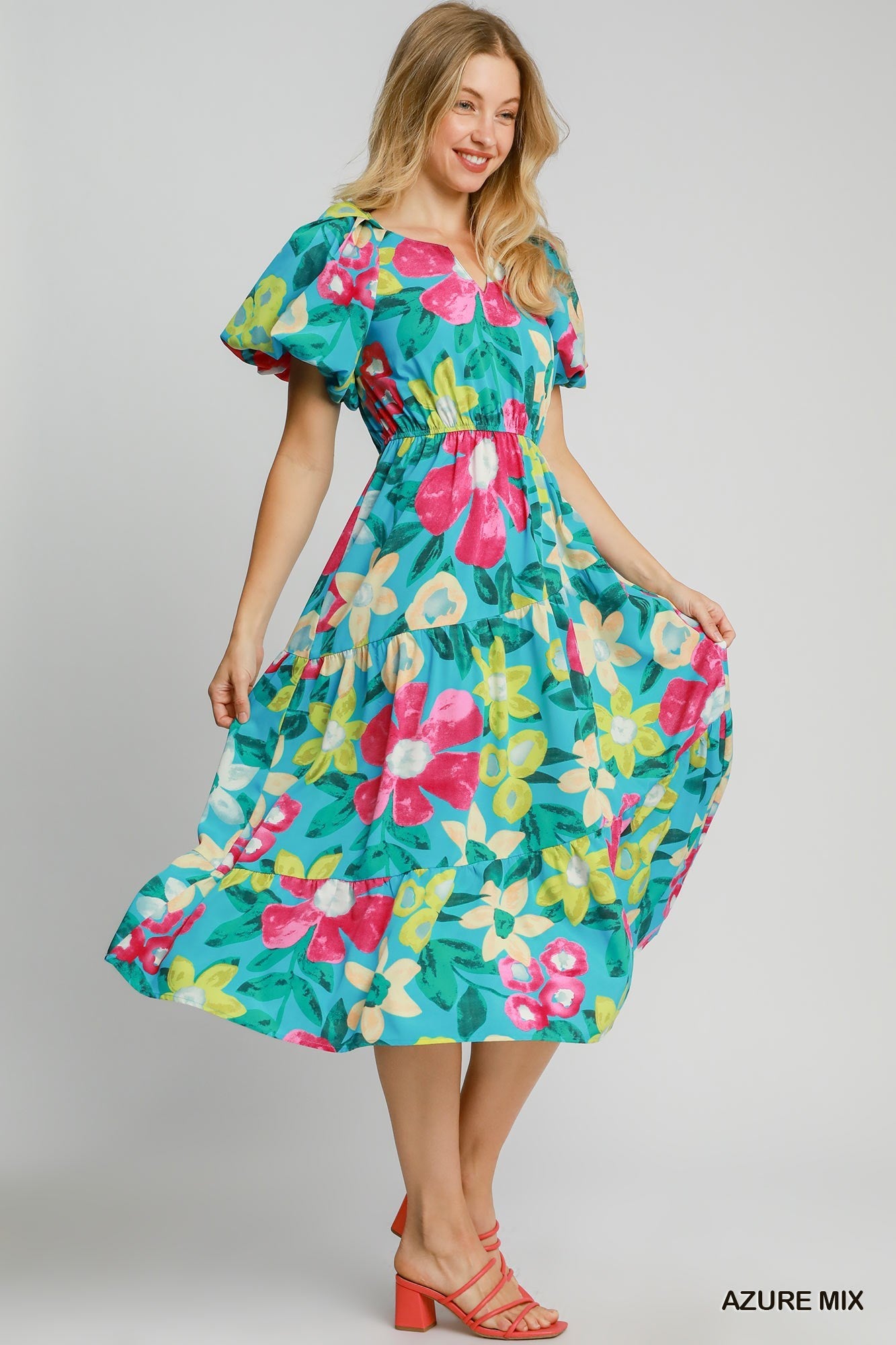 Bold Bloom Tiered Midi Dress