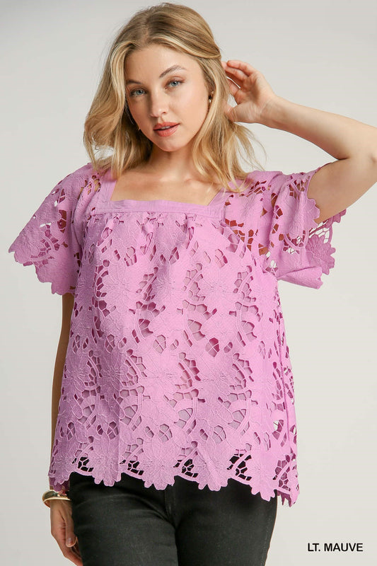 Floral Lace Short Sleeve Top