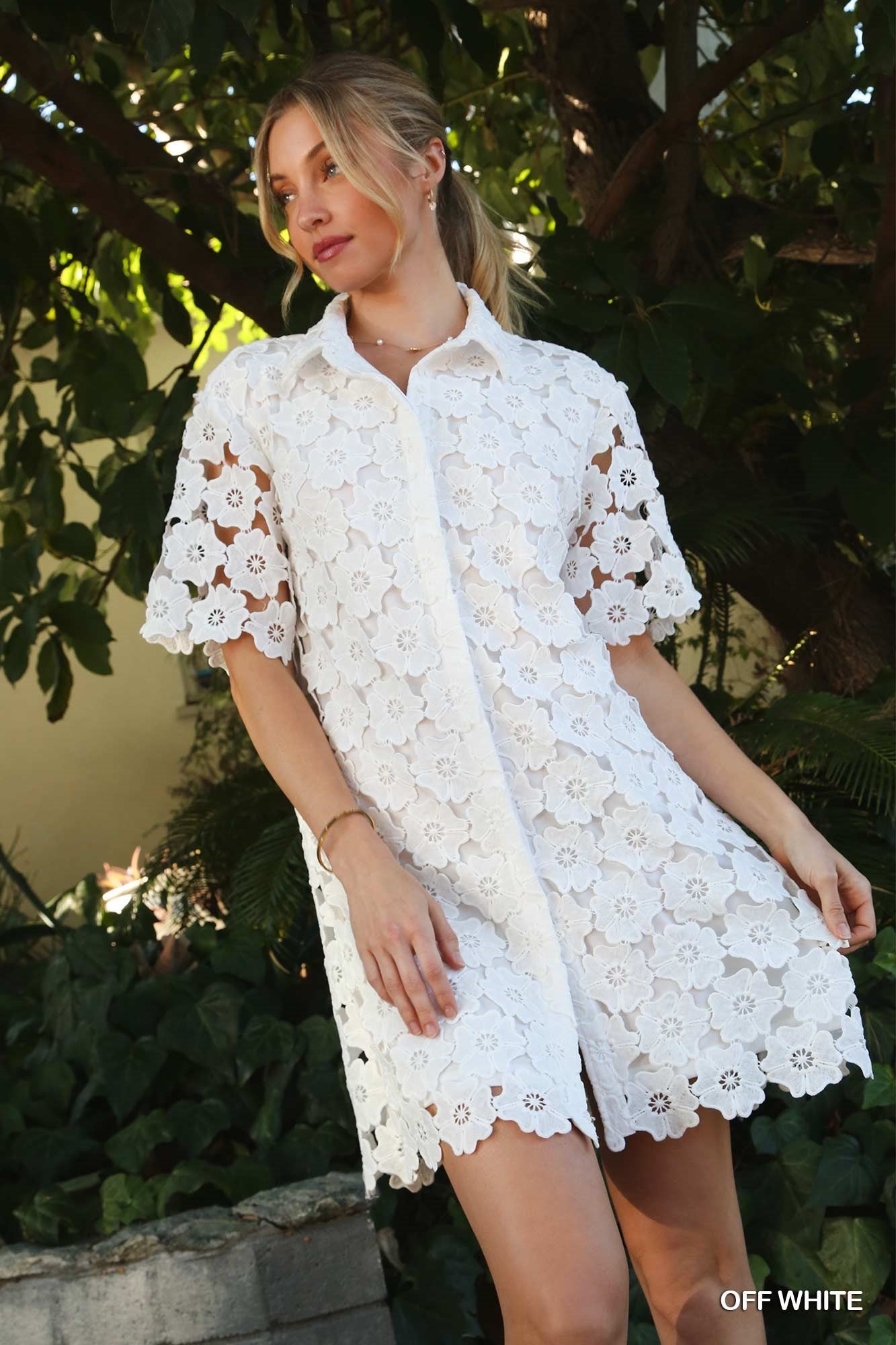 Floral Lace Button Down Dress