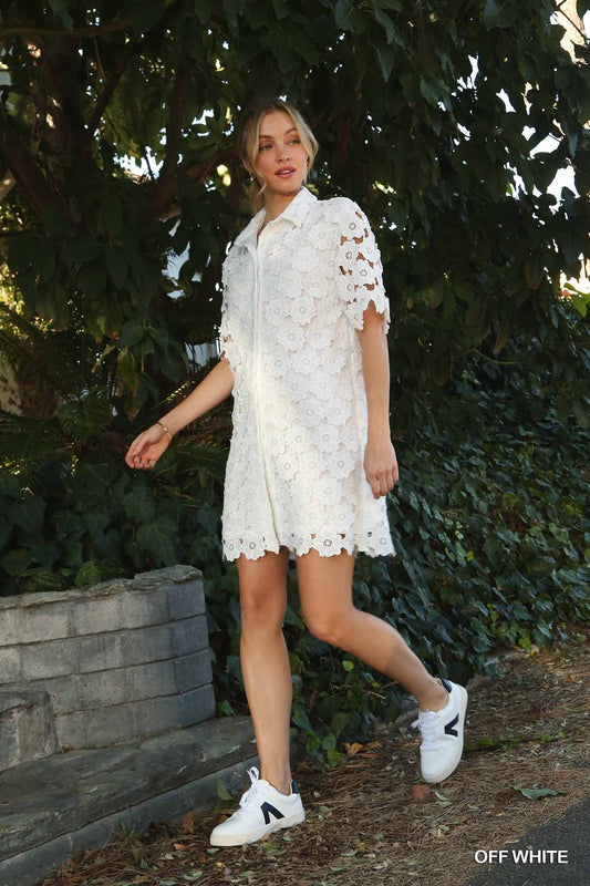Floral Lace Button Down Dress