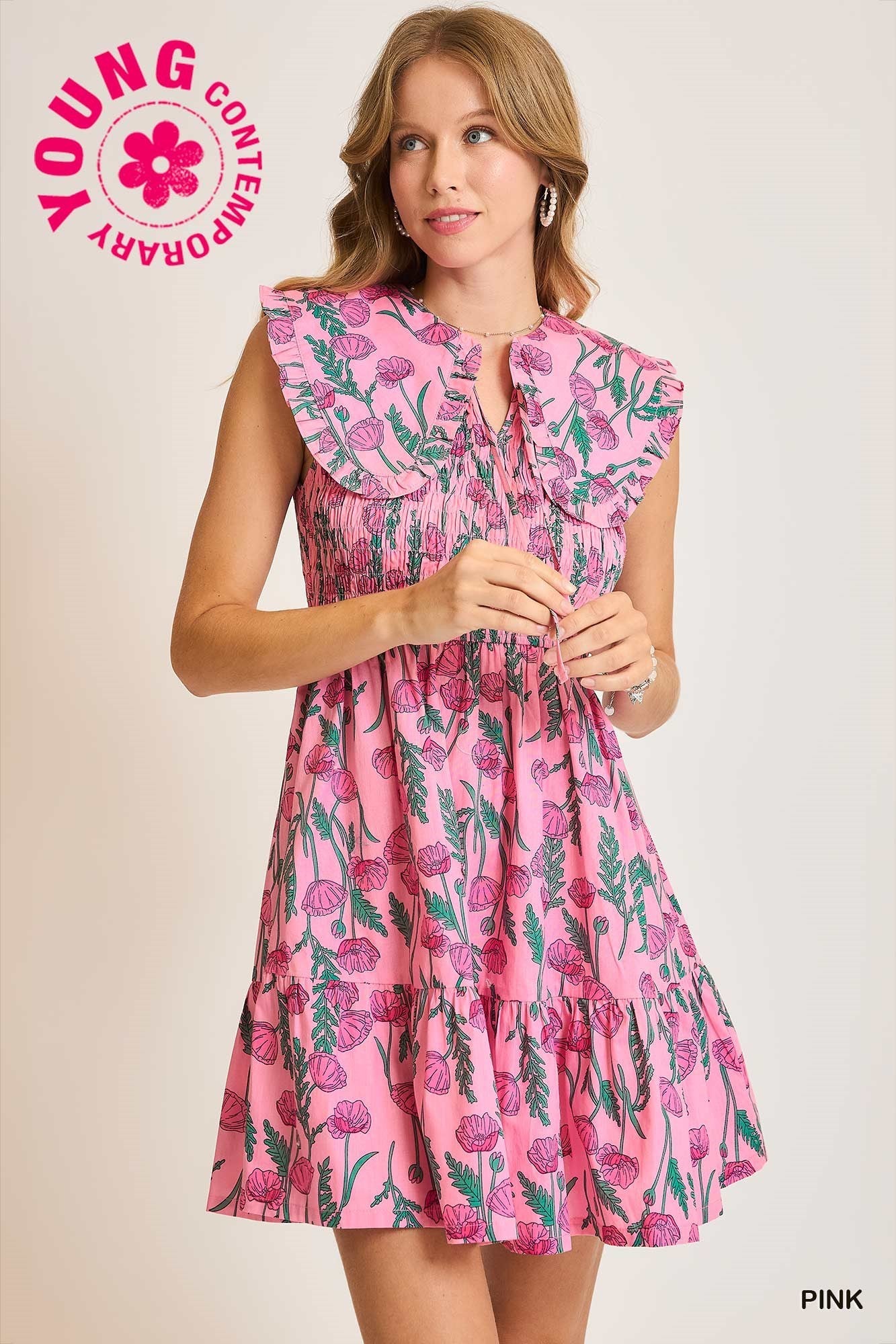 Floral Print Smocked Dress